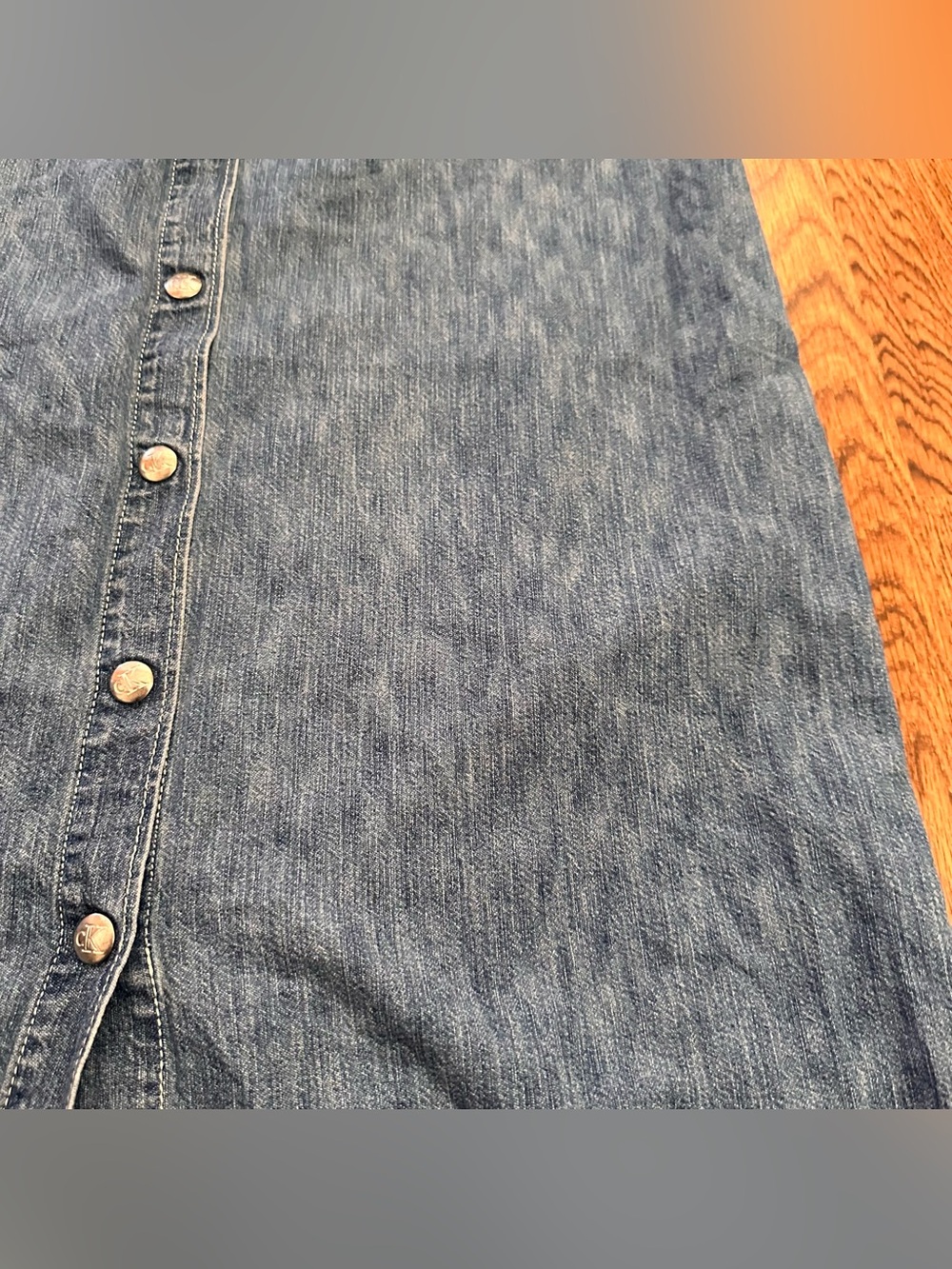 Calvin Klein Button-Front Denim Skirt Medium Blue vintage modest 5/6 cotton - Picture 2 of 12
